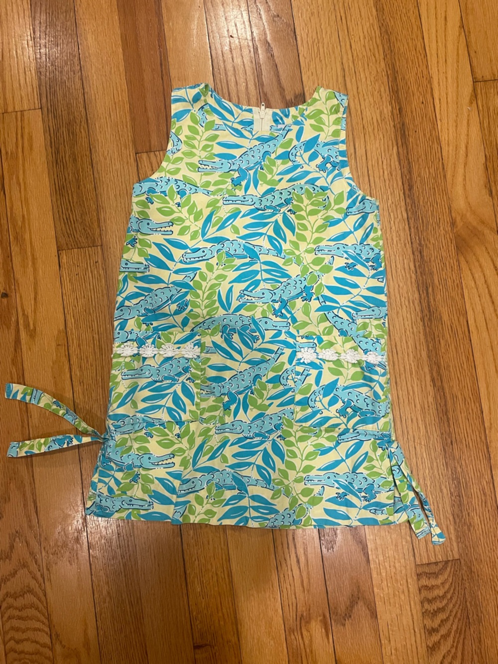 Lilly Pulitzer Yellow, Blue & Green Leaf Print Dress